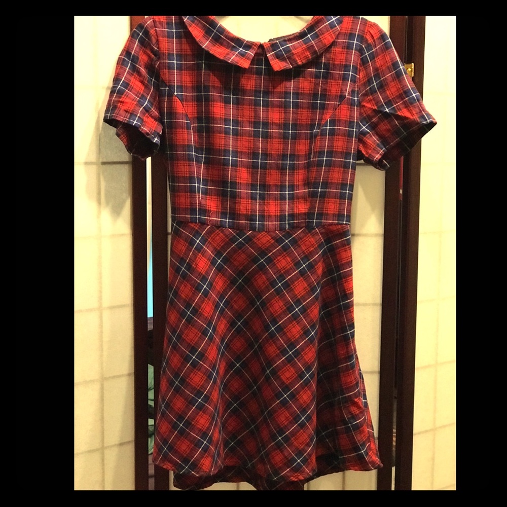 Plaid Tartan Skater Dress with Collar